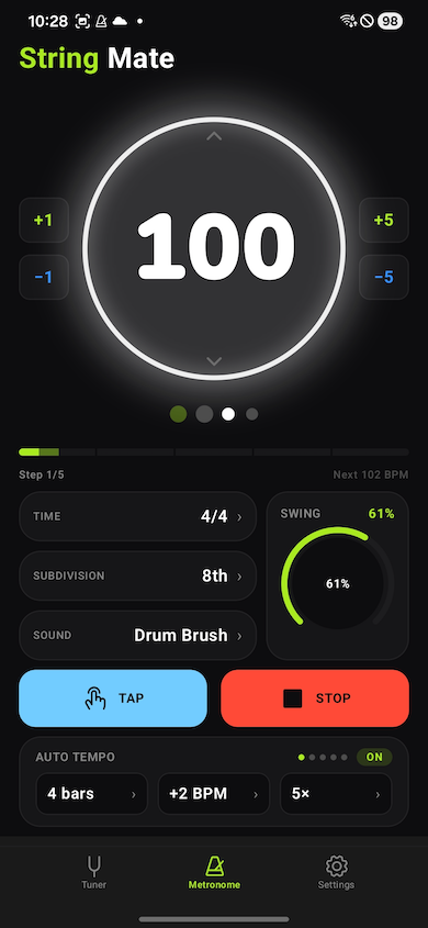 Metronome main screen (Android)