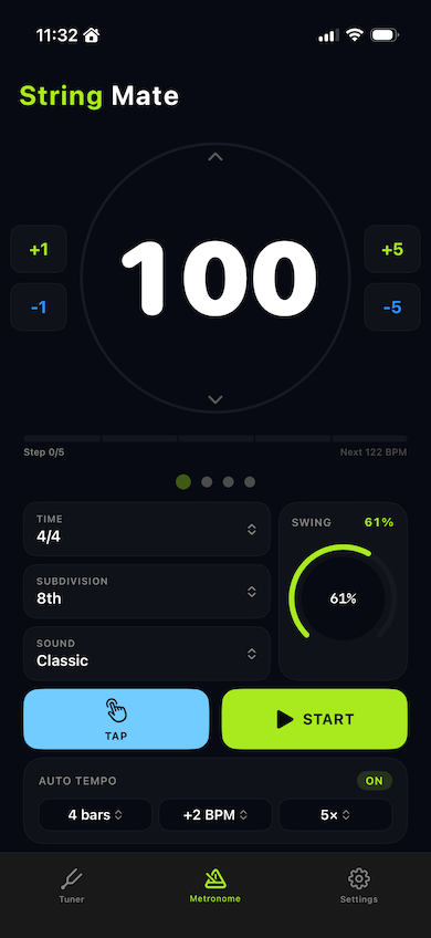Metronome main screen